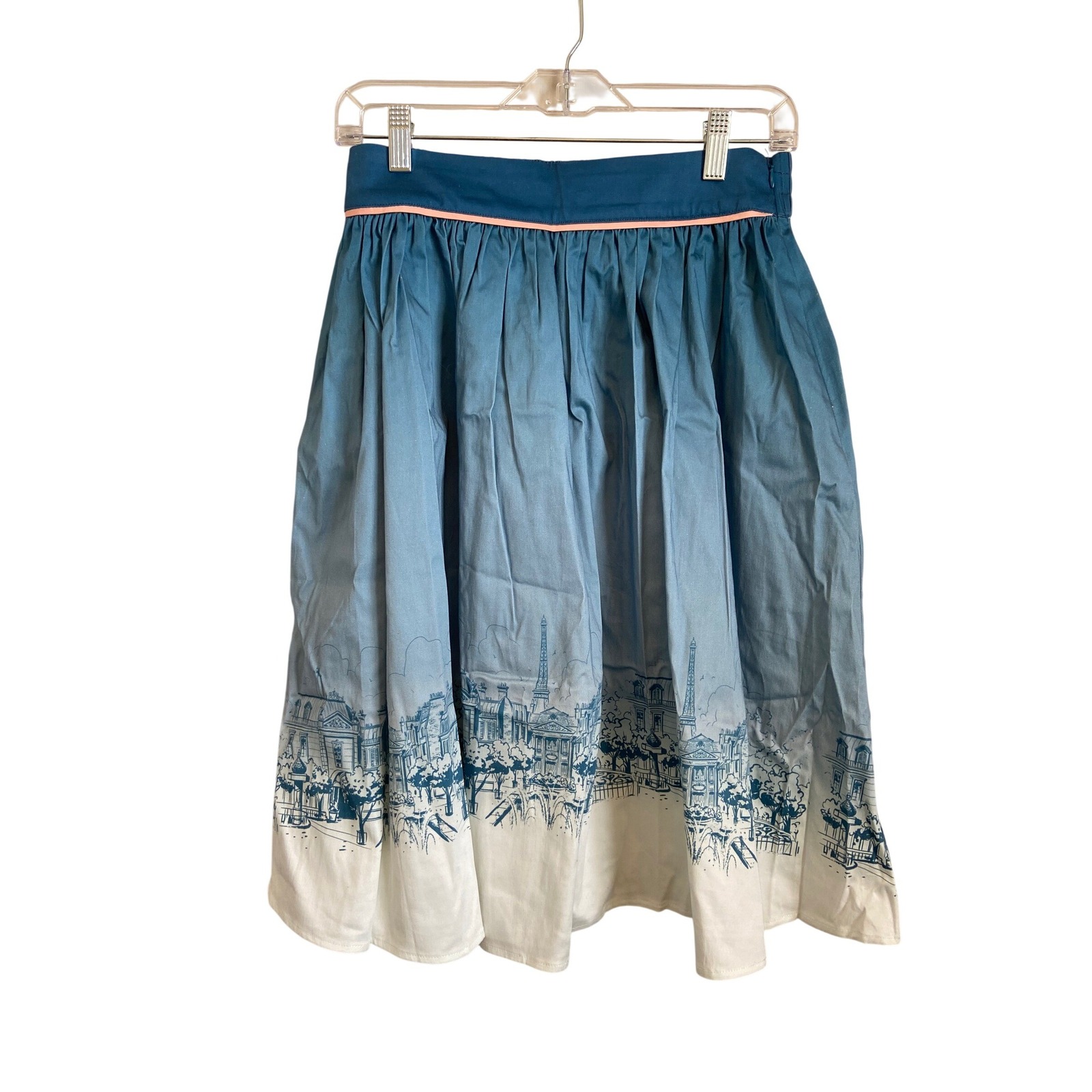 Disney Parks The Dress Shop Epcot Paris Eiffel Tower Midi Skirt Blue White Med